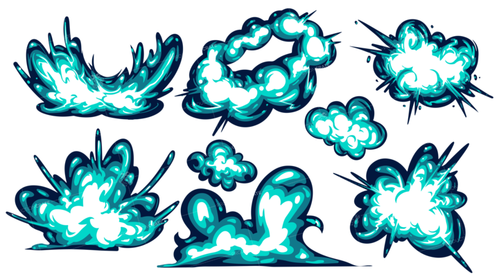 Cartoon Explosion Set Blue